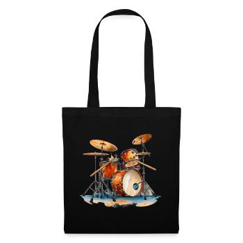 Batterie en aquarelle Instruments de musique - Sac en tissu - noir - Devant