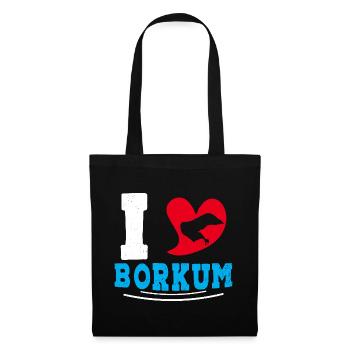 Borkumer Insel I LOVE BORKUM Lustiges - Stoffbeutel - Schwarz - Vorne