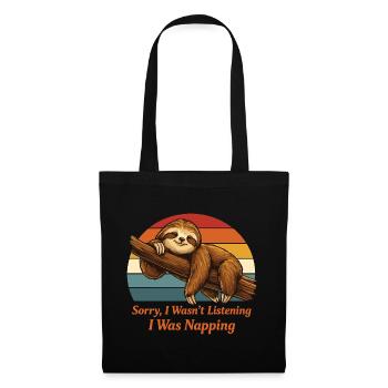 Lazy Sloth Shirt I Was Napping Funny - Stoffbeutel - Schwarz - Vorne