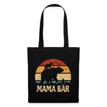 Maman Ours - Fête des Mères - Cadeau vintage - Sac en tissu - noir - Devant