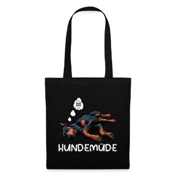 Hundemüde Dobermann Dobermannbesitzer Dobermänner - Stoffbeutel - Schwarz - Vorne