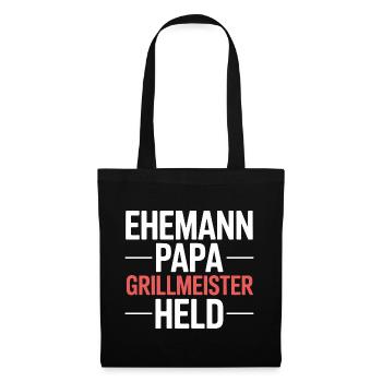Ehemann Papa Grillmeister Held - Stoffbeutel - Schwarz - Vorne