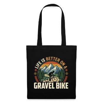 Gravel Bike Mountain Fahrrad Abenteuer - Stoffbeutel - Schwarz - Vorne
