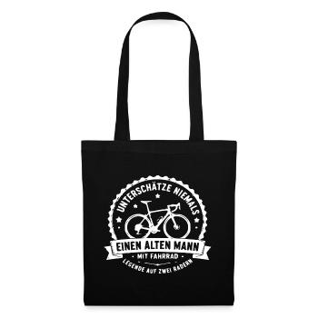 Alte Mann mit Fahrrad Vintage Badge - Stoffbeutel - Schwarz - Vorne