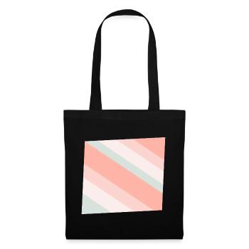 Bandes diagonales pastel Pêche menthe - Sac en tissu - noir - Devant