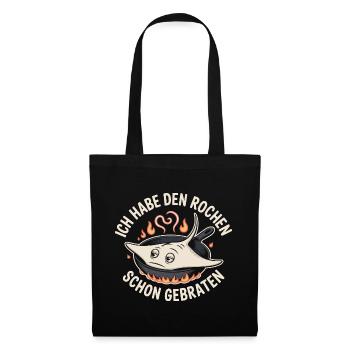 Rochen Schon Gebraten Stachelrochen Manta Rochen - Stoffbeutel - Schwarz - Vorne