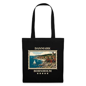 Dänemark Bornholm Vintage Reisemarke - Stoffbeutel - Schwarz - Vorne