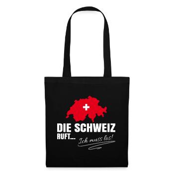 Schweiz Auswandern - Stoffbeutel - Schwarz - Vorne