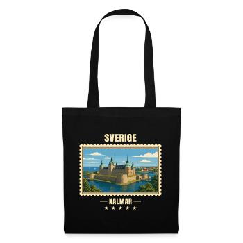 Schweden Kalmar Vintage Reisemarke - Stoffbeutel - Schwarz - Vorne