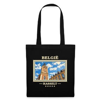 Belgien Hasselt Vintage Reisemarke - Stoffbeutel - Schwarz - Vorne