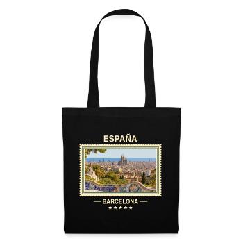Spanien Barcelona Vintage Reisemarke - Stoffbeutel - Schwarz - Vorne