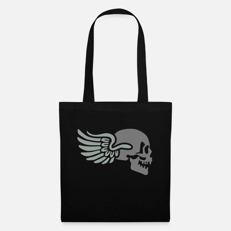 wing_skull_2c - Tote Bag - black