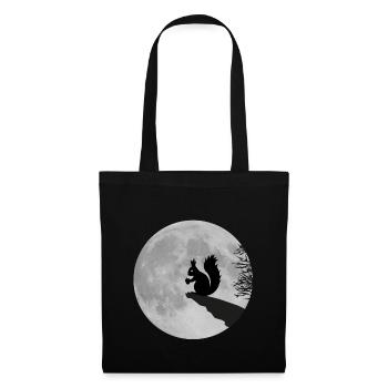 Nuit de pleine lune lune écureuils Acorn - Sac en tissu - noir - Devant