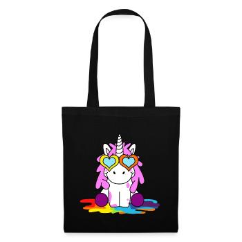 Licorne arc-en-ciel lunettes coeurs - Sac en tissu - noir - Devant