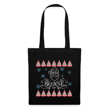 Thème de Noël laid Believe in Santa Quote - Sac en tissu - noir - Devant