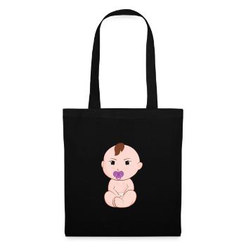 Baby mit Schnuller. Geschenk. - Stoffbeutel - Schwarz - Vorne
