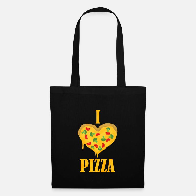 I love Pizza - Ich liebe Pizza - Stoffbeutel - Schwarz