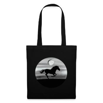Cheval chevaux lune - Sac en tissu - noir - Devant