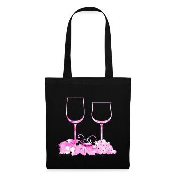 Wine glasses Grape vine leaf - Tote Bag - black - Front