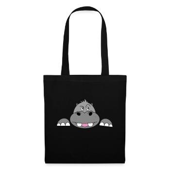 Schwangerschaft Hippo Flusspferd Nilpferd Geschenk - Stoffbeutel - Schwarz - Vorne