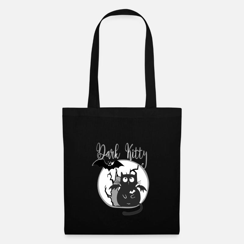 Dark Kitty... chat gothique noir avec chauve-souris - Sac en tissu - noir