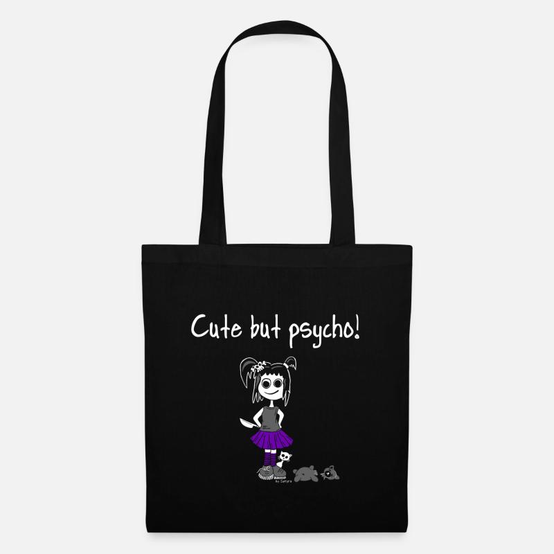 Shirt - Cute but psycho! Süßes Girly Teddy Gothic - Stoffbeutel - Schwarz