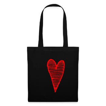 Coeur rouge - Sac en tissu - noir - Devant