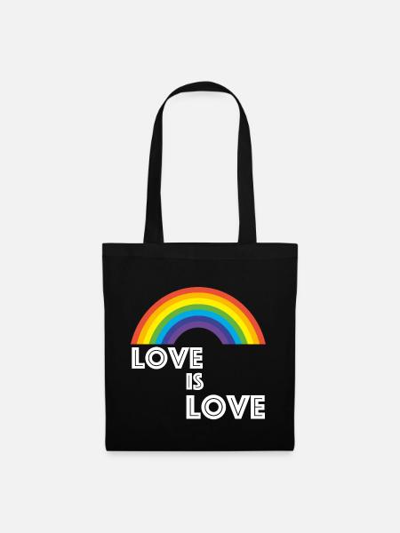 Love is Love Love is Love Rainbow Design - Tote Bag - black