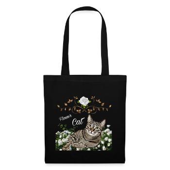 Katzenshirt , Katze - Stoffbeutel - Schwarz - Vorne