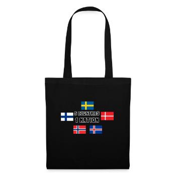 5 pays 1 nation Scandinavie drapeaux cadeau - Sac en tissu - noir - Devant