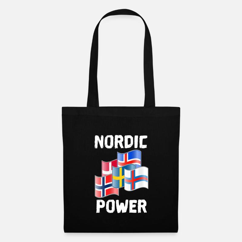 Nordic Scandinavian Power Flags North - Tote Bag - black