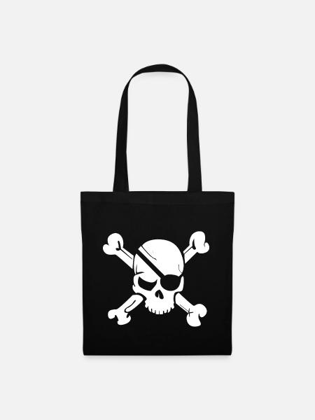 Mort crâne tête crâne - Sac en tissu - noir
