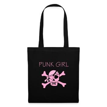 Punk Girl Skull Totenkopf Pirat - Stoffbeutel - Schwarz - Vorne
