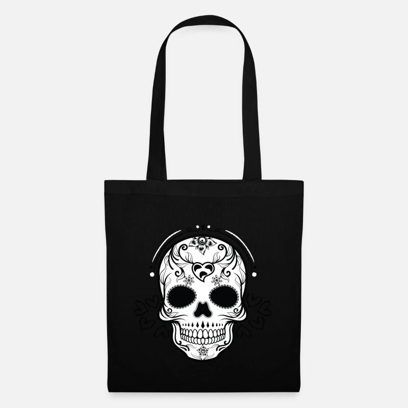 Totenkopf mit Herz - Stoffbeutel - Schwarz