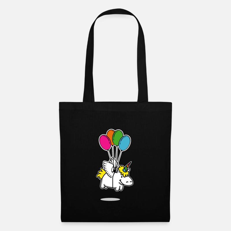 Einhorn mit Ballons - Stoffbeutel - Schwarz