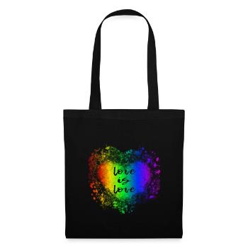 LGBT Heart Regenbogen Liebe ist Liebe Gay Pride - Stoffbeutel - Schwarz - Vorne
