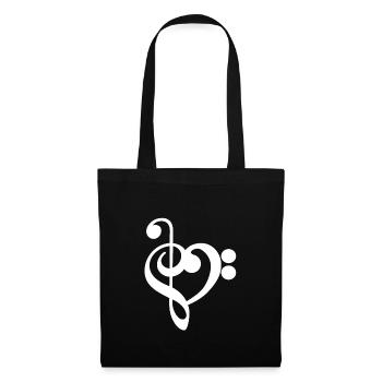 Musique Treble Clef Heart - Sac en tissu - noir - Devant