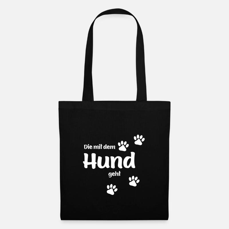Die Mit Dem Hund Geht - Stoffbeutel - Schwarz
