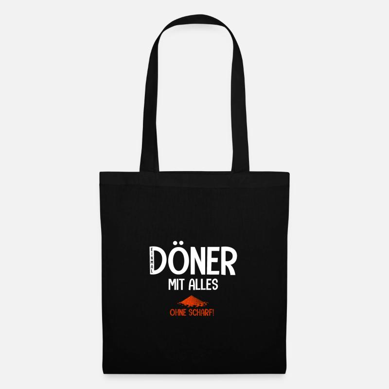 Einmal Döner mit alles ohne scharf! - Stoffbeutel - Schwarz