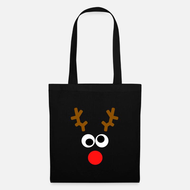 Rentier - Weihnachten, Advent, Rudolf - Stoffbeutel - Schwarz