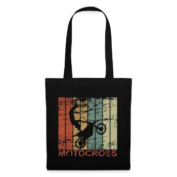 Motocross retro - Dirtbike, Motorrad, Biker - Stoffbeutel - Schwarz - Vorne