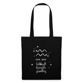 Signe astrologique Gémeaux argent symbole de l'horoscope - Sac en tissu - noir - Devant