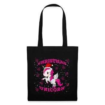 Licorne de Noël - Sac en tissu - noir - Devant