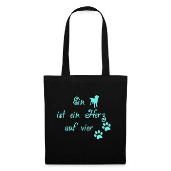 Hunde Spruch türkis - Stoffbeutel - Schwarz - Vorne