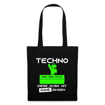 Techno - This music with no singing DJ headphones - Tote Bag - black - Front