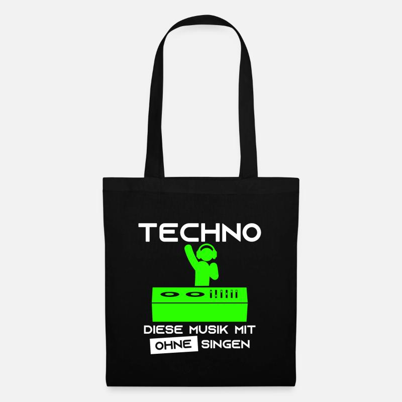 Techno - Diese Musik mit ohne singen-DJ Kopfhörer - Stoffbeutel - Schwarz