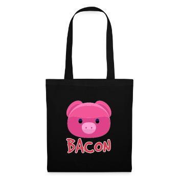 Bacon Schwein - Stoffbeutel - Schwarz - Vorne