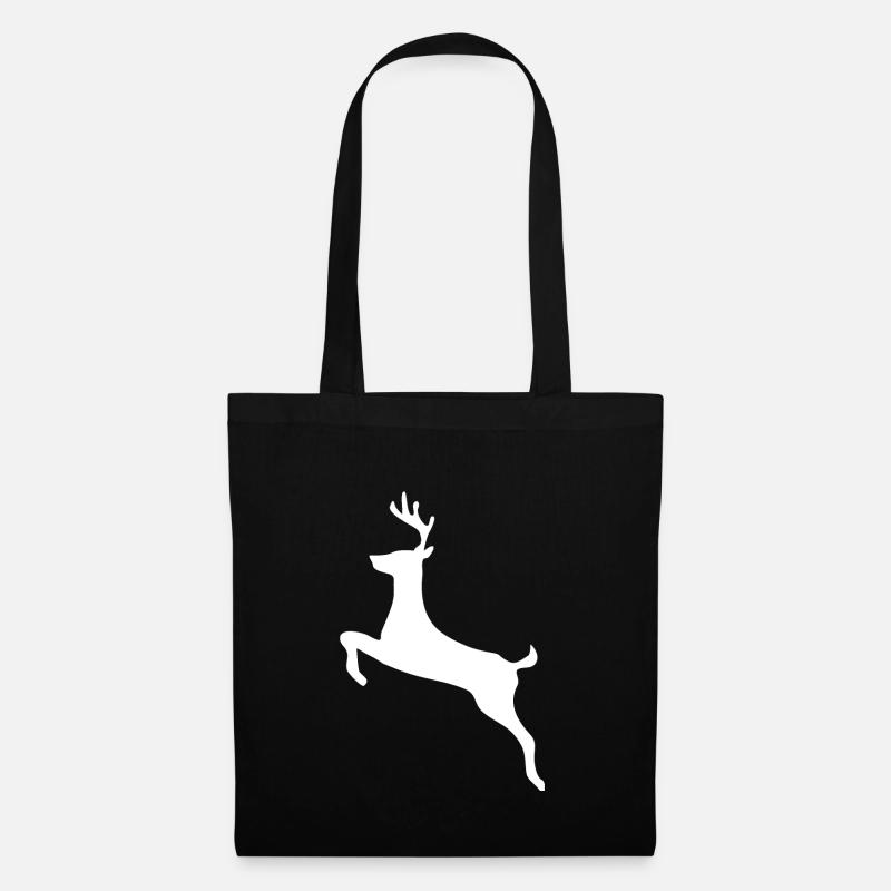 Hirsch Winter Motiv Weihnachten Geschenk TShirt - Stoffbeutel - Schwarz