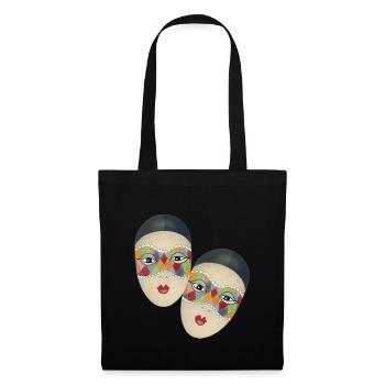 Joker Maske Clown Karneval Venedig Illustration - Stoffbeutel - Schwarz - Vorne