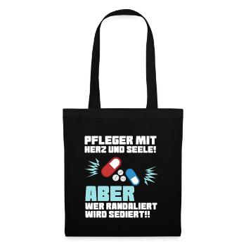 Pfleger mit Herz - Altenpfleger Krankenpfleger - Stoffbeutel - Schwarz - Vorne